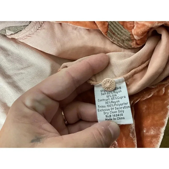 Johnny Was Biya Lyra Orange Velvet Zodiac Embroidered Blouse Tunic Large $345 - Picture 8 of 15